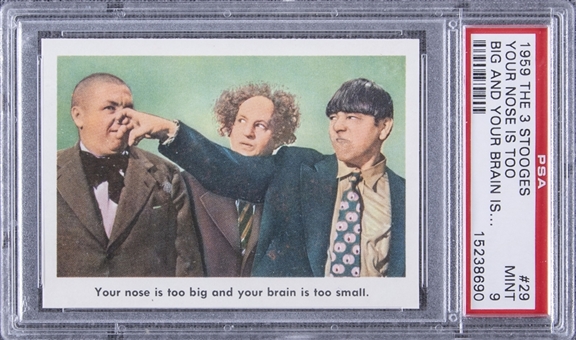 1959 Fleer "Three Stooges" #29 "Your Nose Is Too… " – PSA MINT 9
